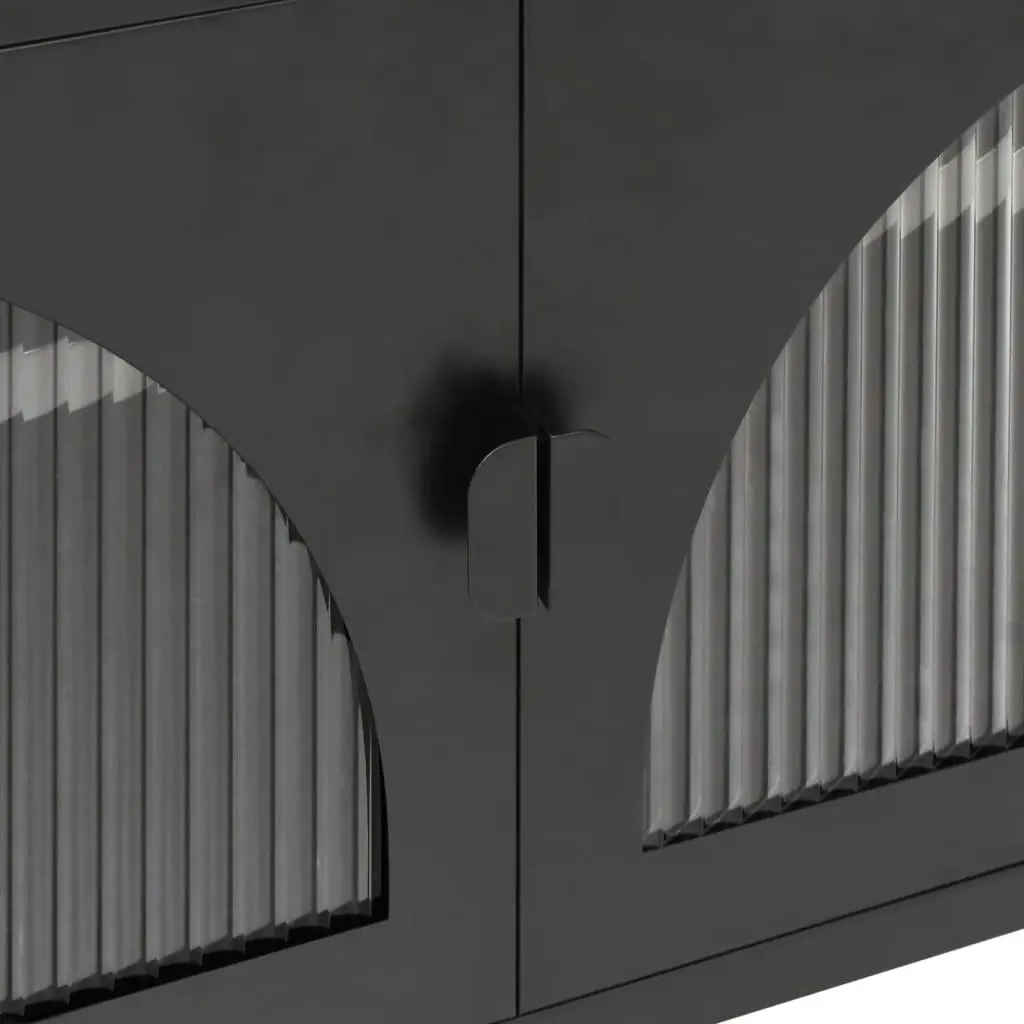 Black Glass and Steel TV Cabinet for Living Spaces