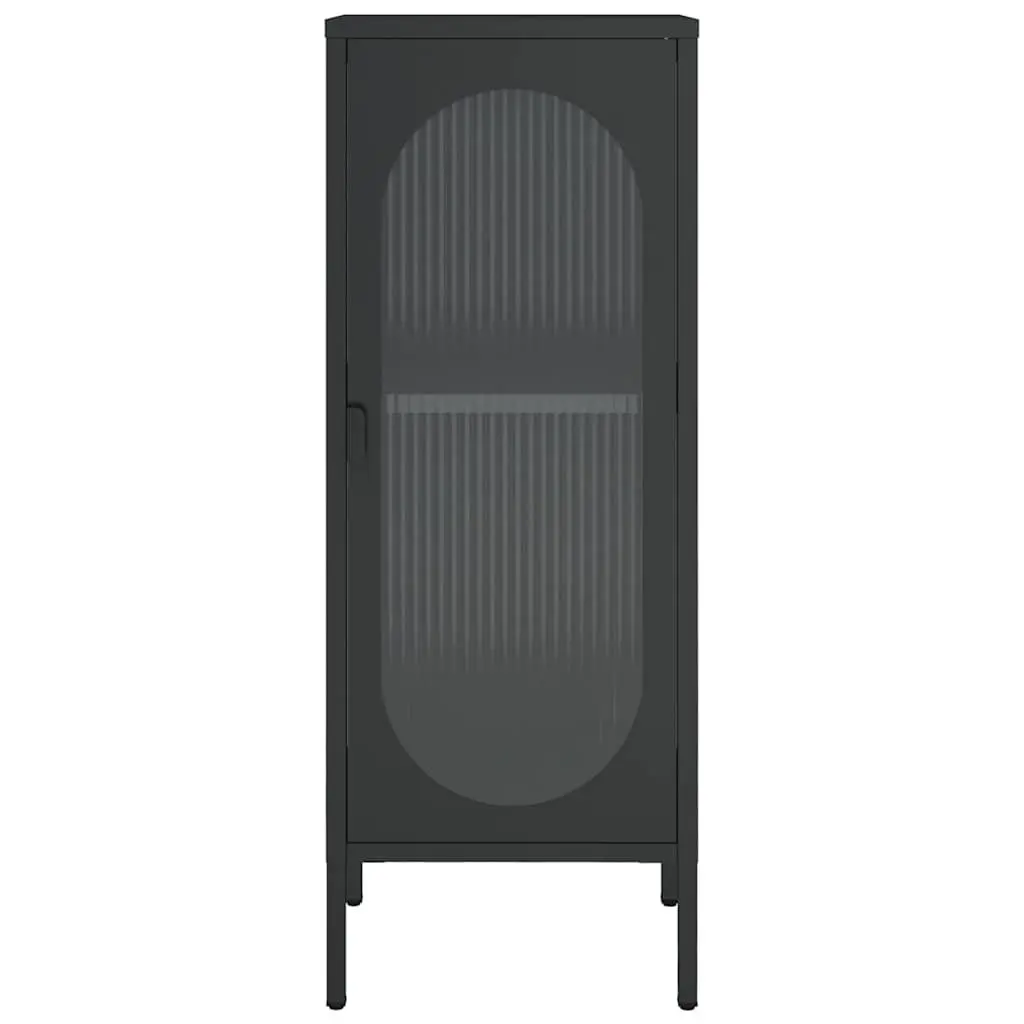 Black Glass Sideboard with Steel Frame