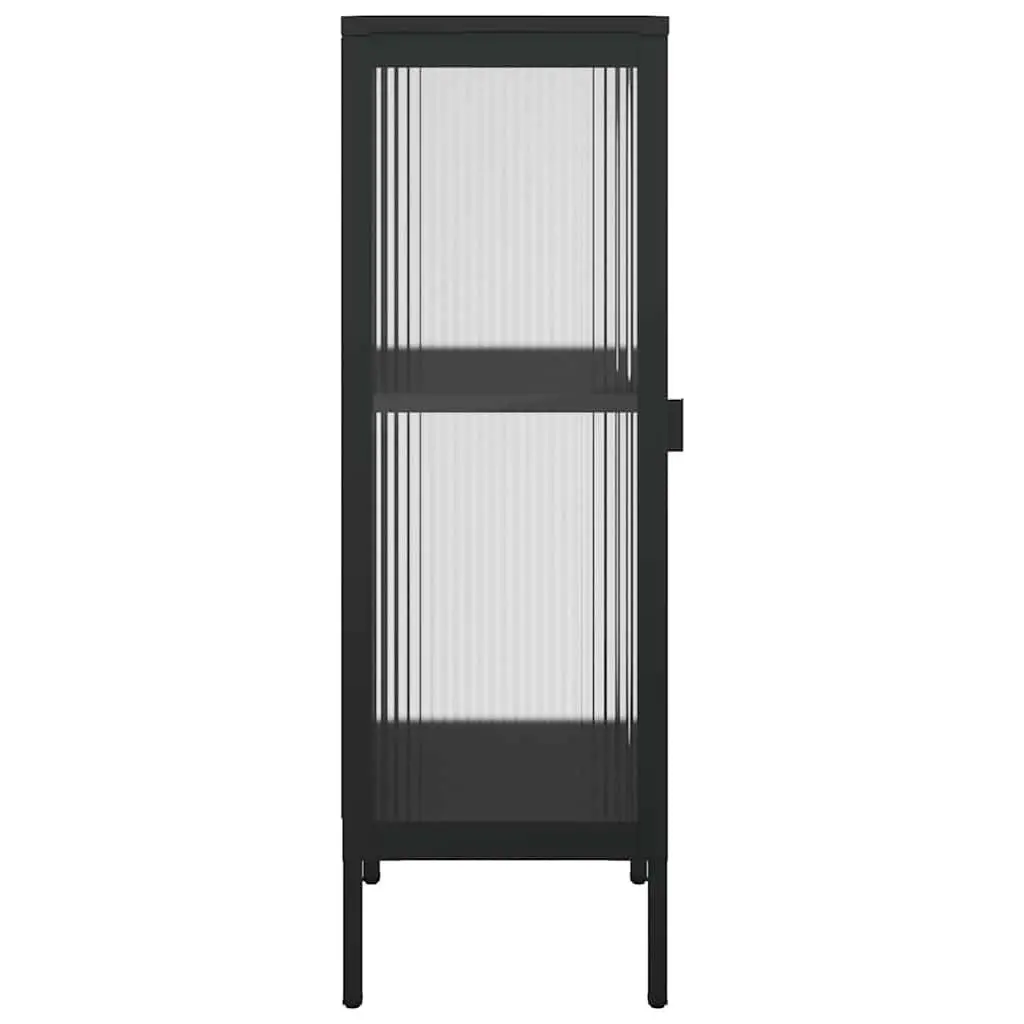 Black Glass Sideboard with Steel Frame
