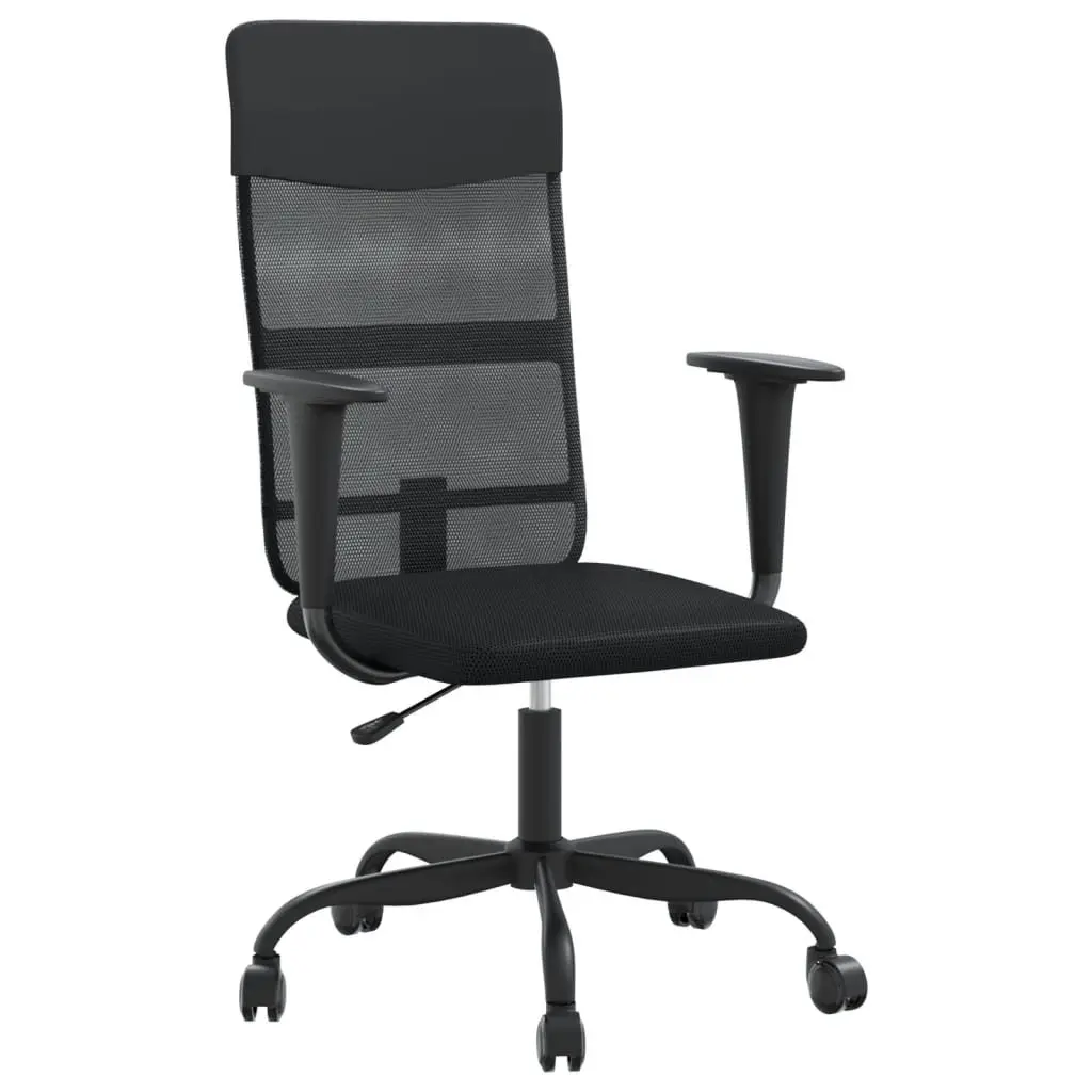 Office Chair Height Adjustable Black Mesh Fabric Faux Leather Swivel Desk Seat