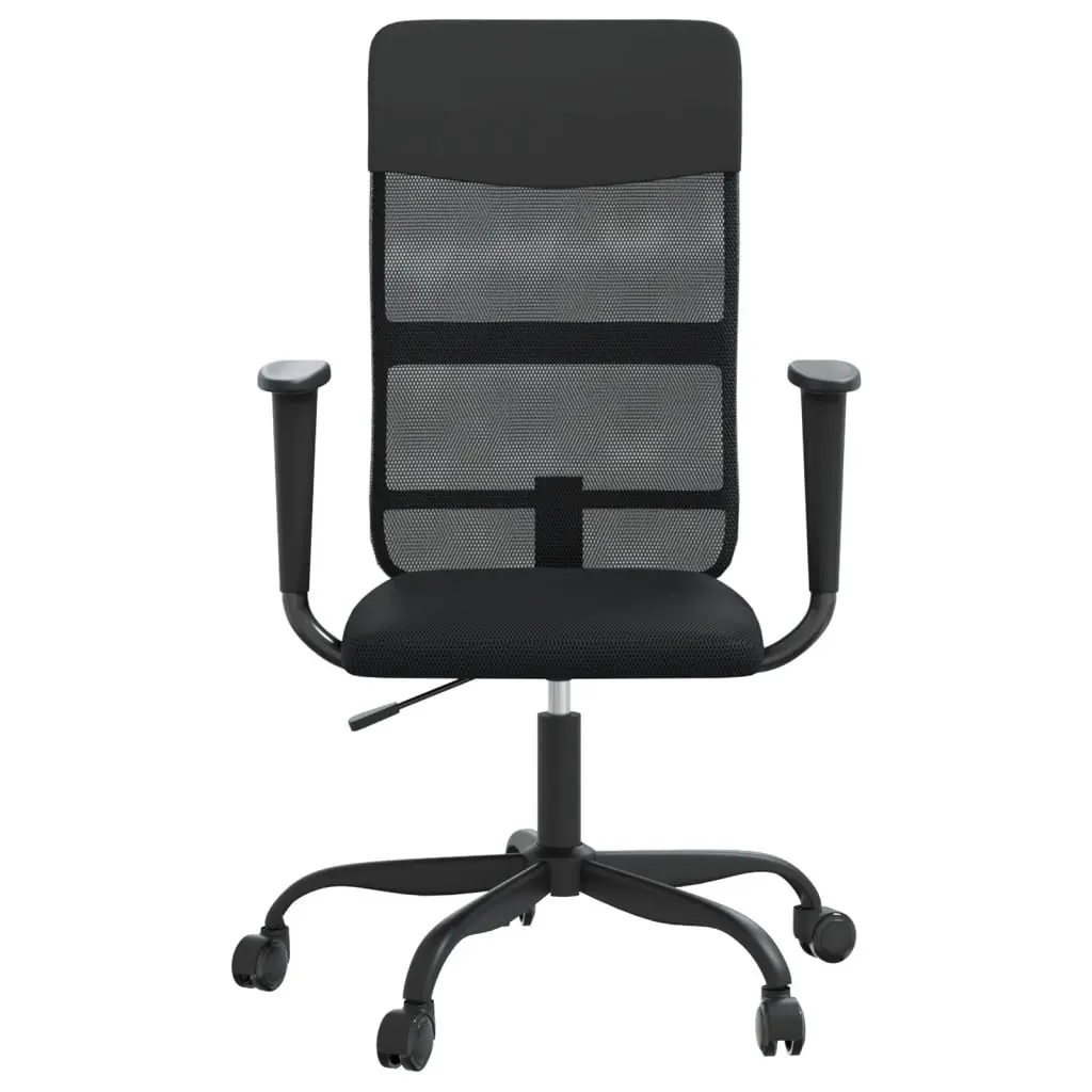 Office Chair Height Adjustable Black Mesh Fabric Faux Leather Swivel Desk Seat