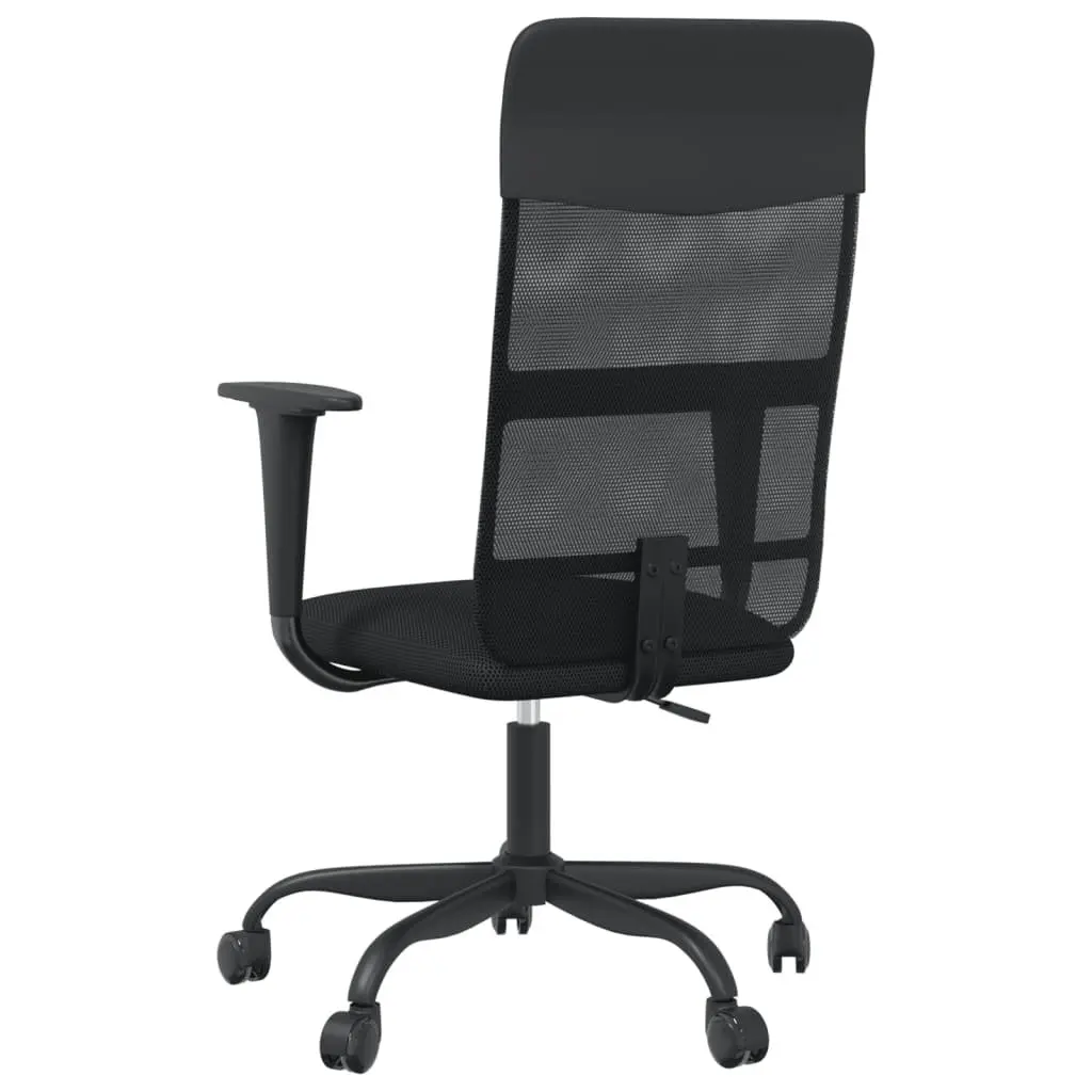 Office Chair Height Adjustable Black Mesh Fabric Faux Leather Swivel Desk Seat