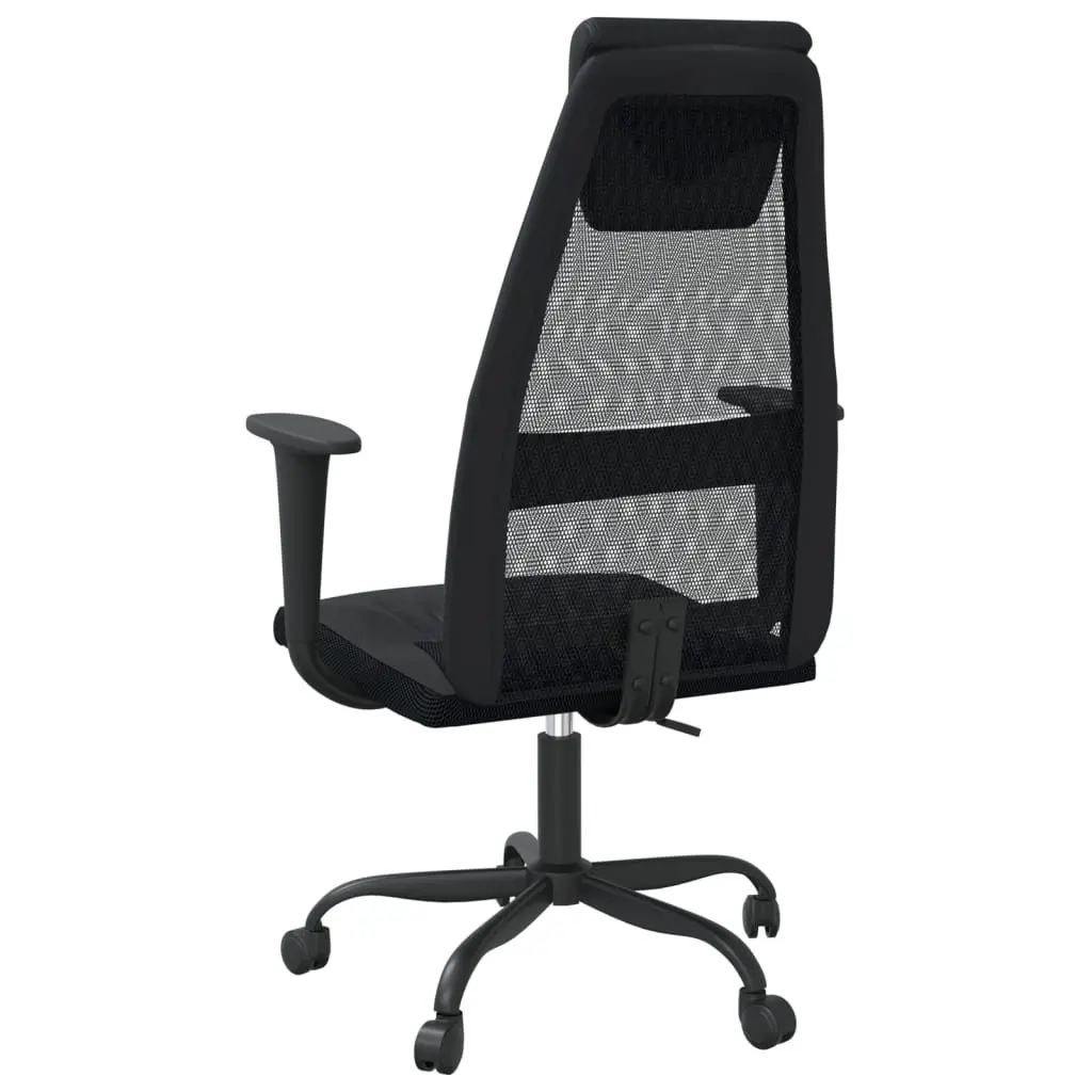 Office Chair Height Adjustable Black Mesh Fabric Faux Leather Swivel Seat