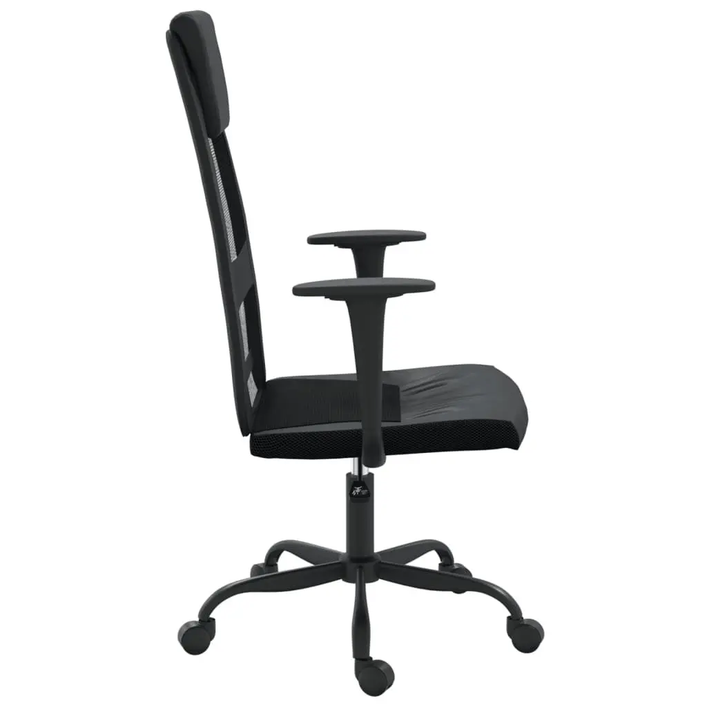 Office Chair Height Adjustable Black Mesh Fabric Faux Leather Swivel Seat