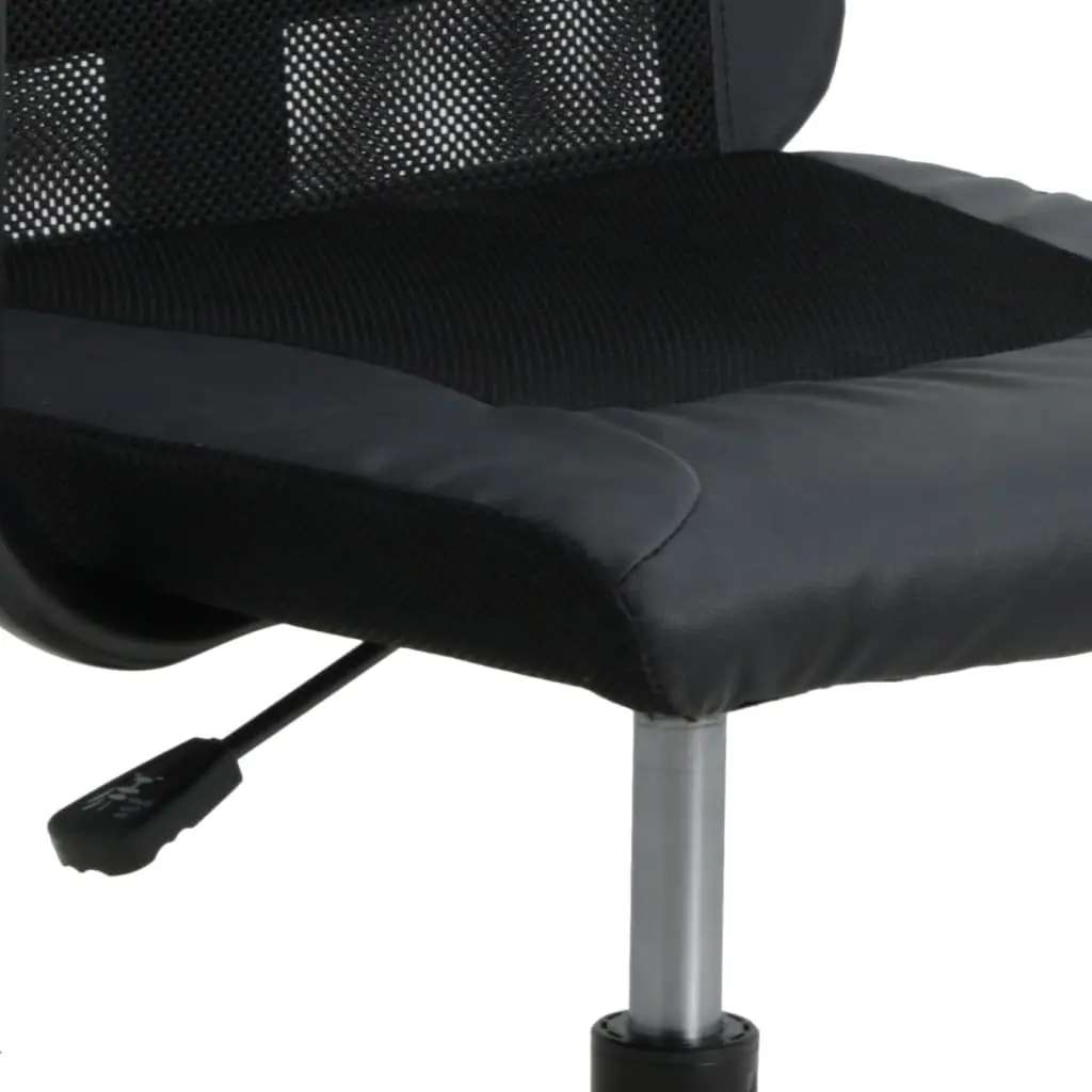 Office Chair Height Adjustable Black Mesh Fabric Faux Leather Swivel Seat
