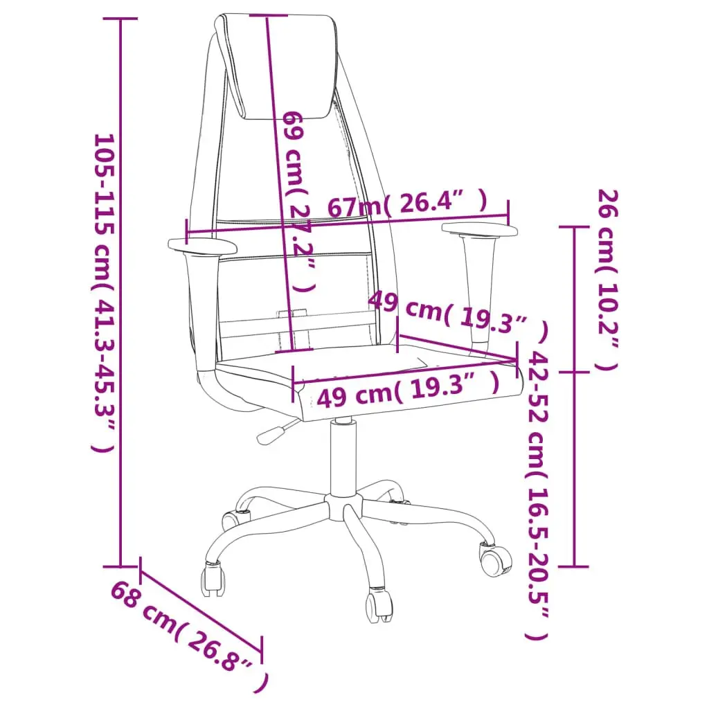 Office Chair Height Adjustable Black Mesh Fabric Faux Leather Swivel Seat