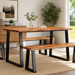 Live Edge Acacia Wood Dining Table 140x80x75cm