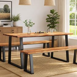 Live Edge Solid Wood Dining Table 160x80x75 cm
