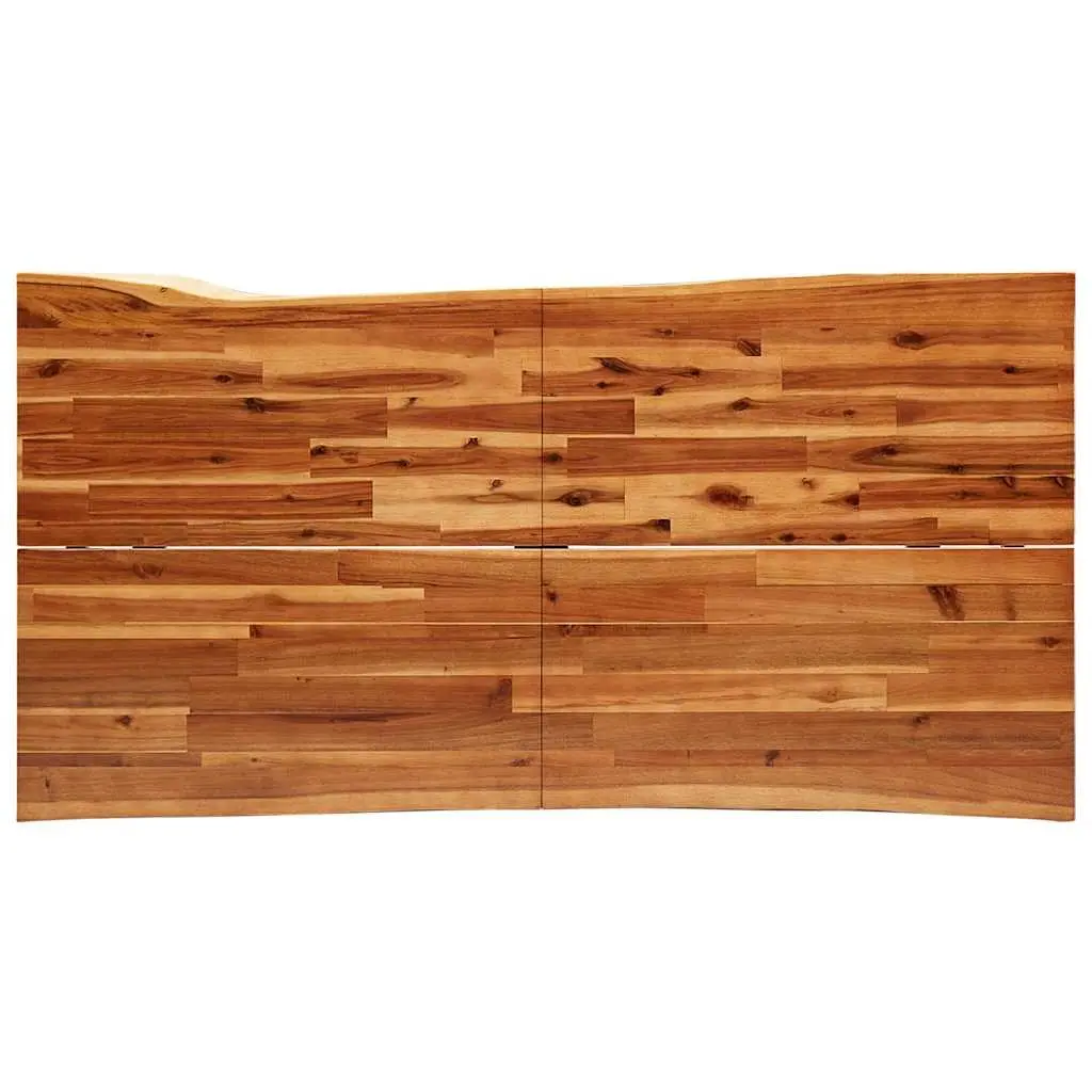 Dining Table Live Edge 160x80x75 cm Solid Acacia Wood U-Shaped Steel Legs Brown