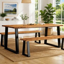 Live Edge Solid Acacia Wood Dining Table 180x90x75 cm