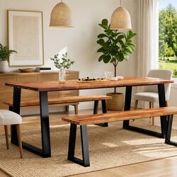 Live Edge Dining Table 200x90x75 cm in Solid Acacia