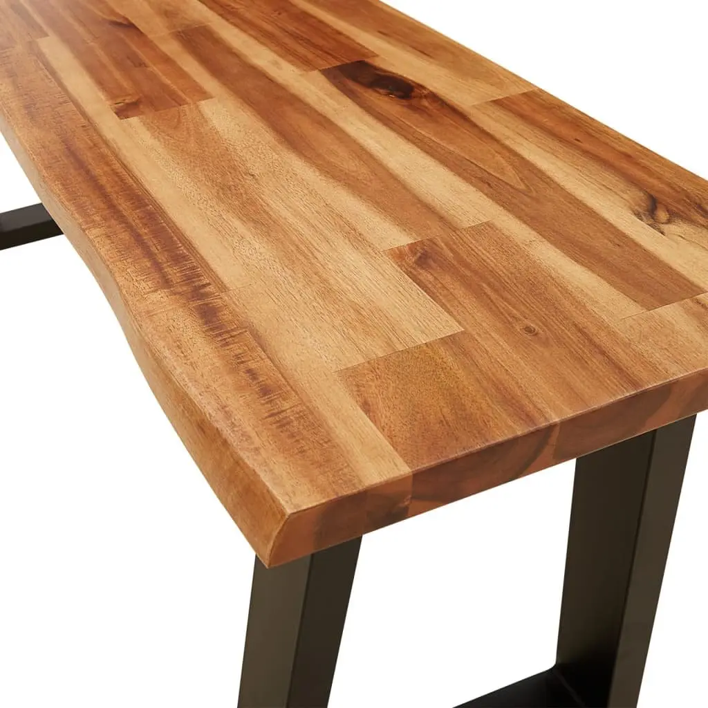Solid Wood Bench Brown Live Edge 110cm Acacia Wood Dining Room Hallway Storage Furniture