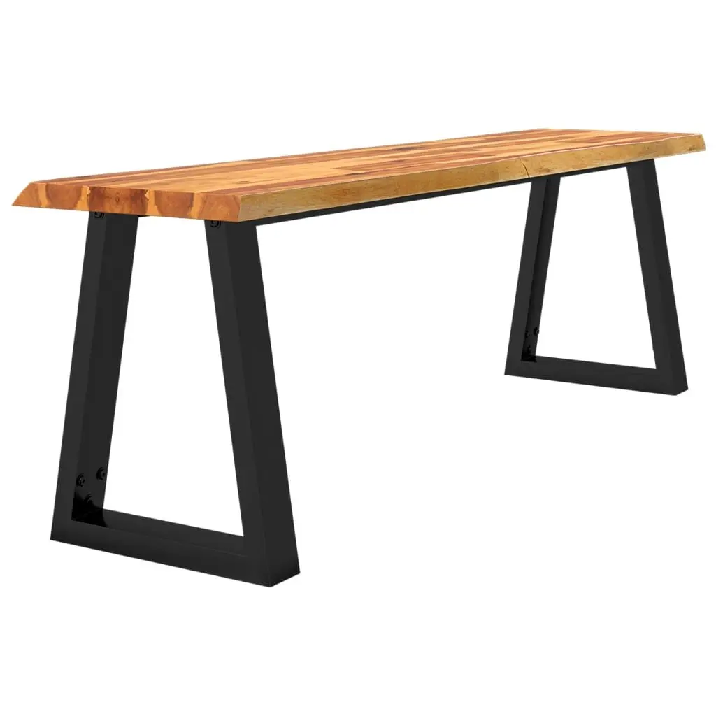 Acacia Wood Bench Live Edge 140 cm Industrial Style Seating Furniture with U-Shaped Metal Legs