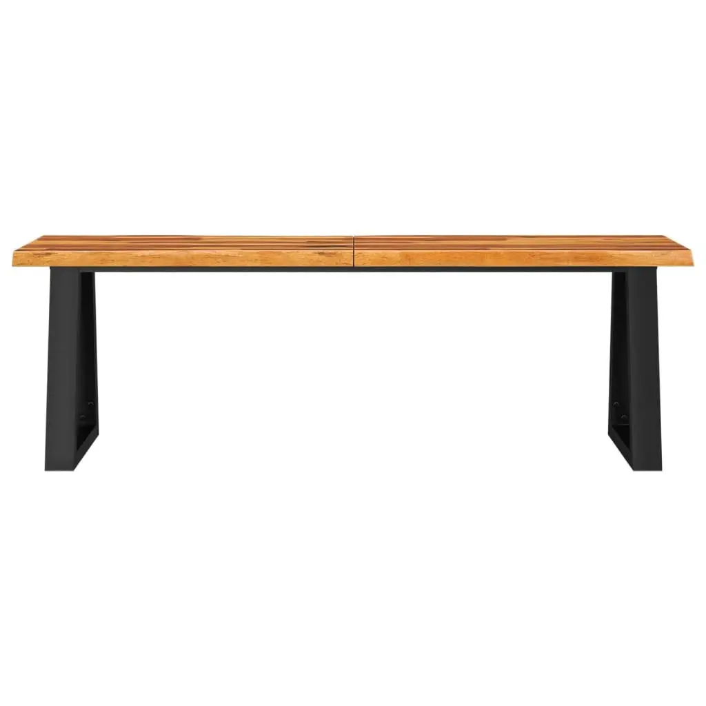 Acacia Wood Bench Live Edge 140 cm Industrial Style Seating Furniture with U-Shaped Metal Legs