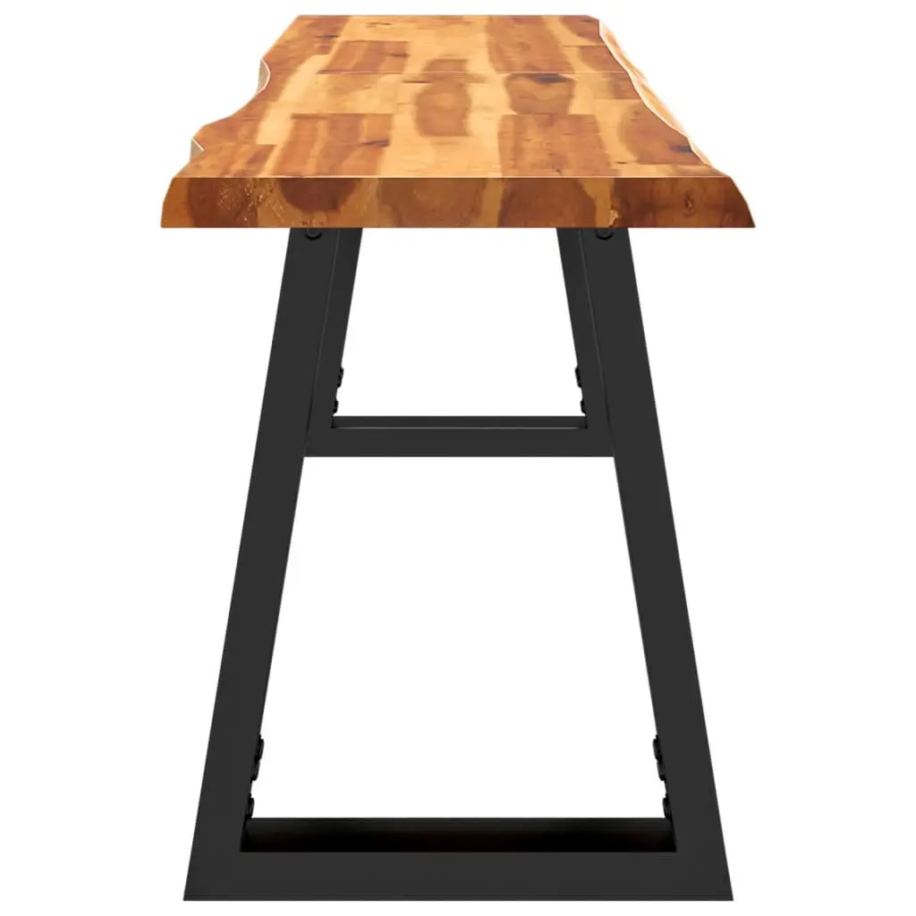 Acacia Wood Bench Live Edge 140 cm Industrial Style Seating Furniture with U-Shaped Metal Legs