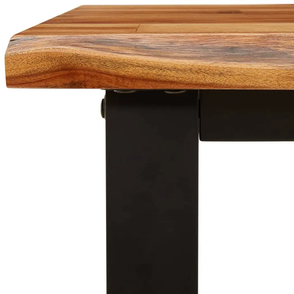 Acacia Wood Bench Live Edge 140 cm Industrial Style Seating Furniture with U-Shaped Metal Legs
