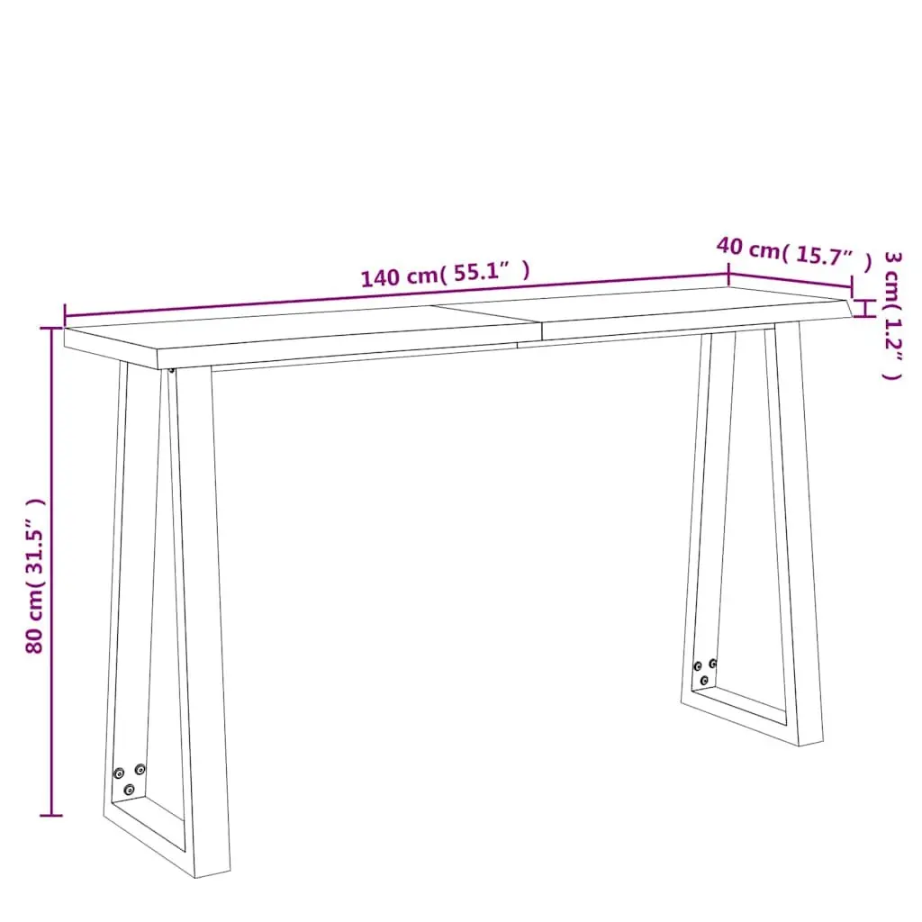 Live Edge Console Table 140x40x80cm Solid Wood Acacia Brown