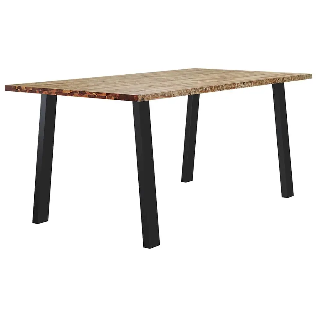 Dining Table Industrial Style 150x90x75cm Solid Acacia Wood Steel Legs Brown