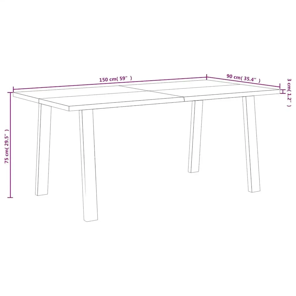 Dining Table Industrial Style 150x90x75cm Solid Acacia Wood Steel Legs Brown