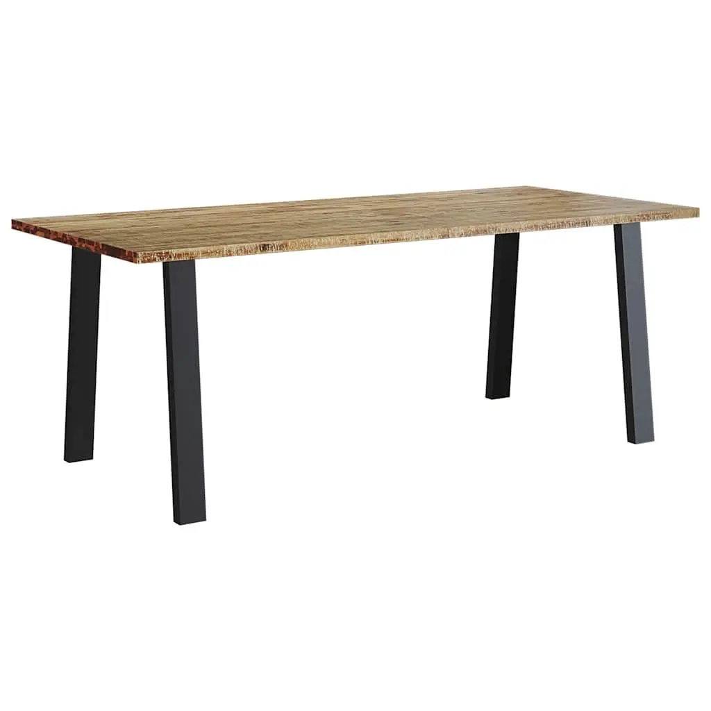 Dining Table Industrial Style 200x90x75 cm Solid Wood Acacia Brown Metal Legs
