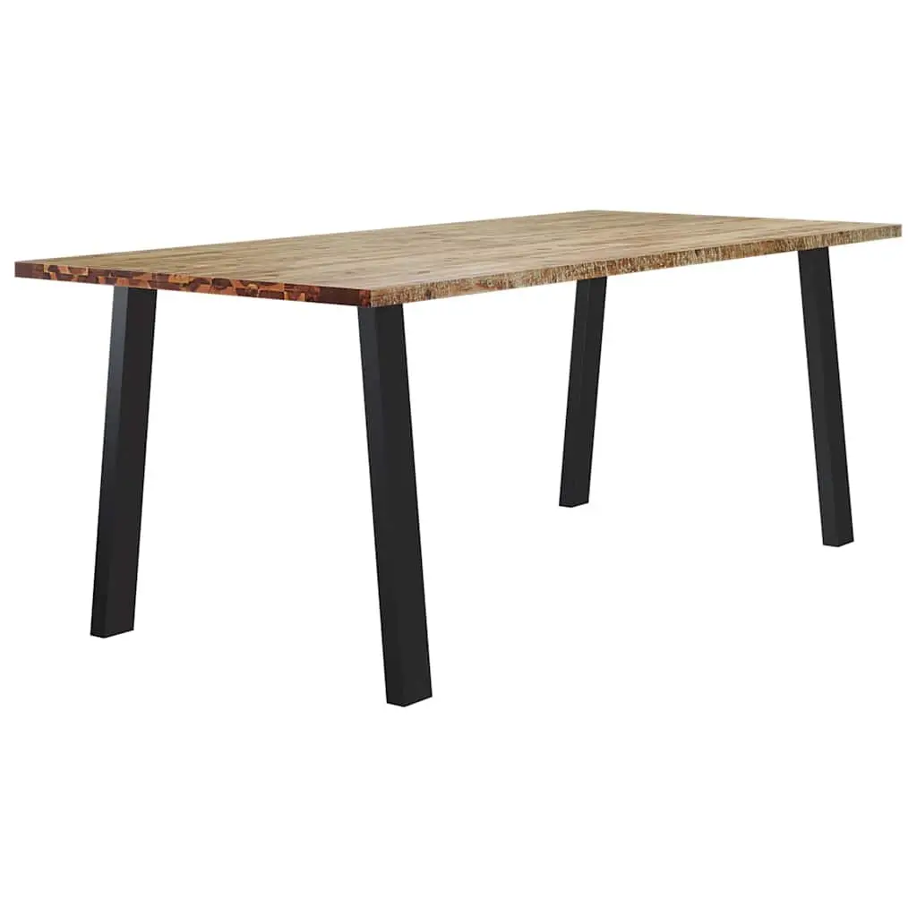 Dining Table Industrial Style 200x90x75 cm Solid Wood Acacia Brown Metal Legs
