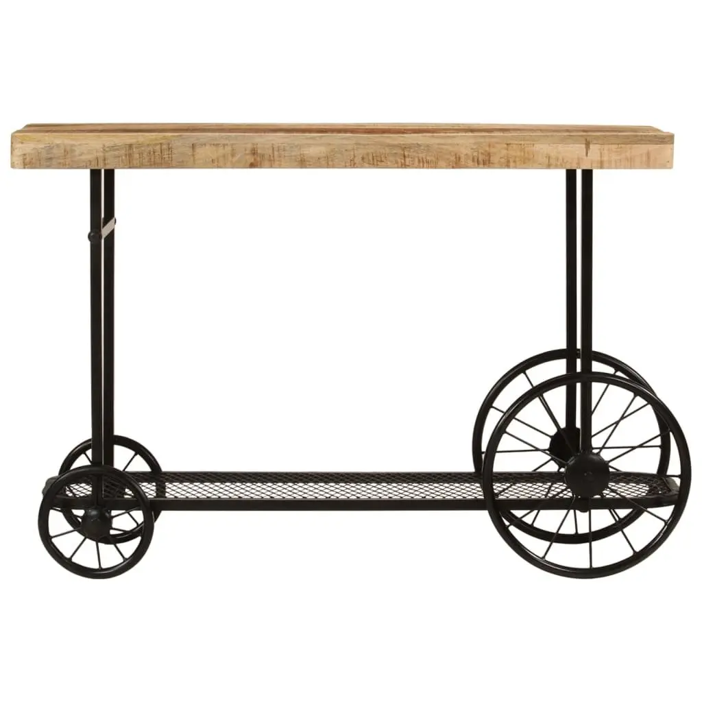 Industrial Console Table with Storage Shelf and Wheels