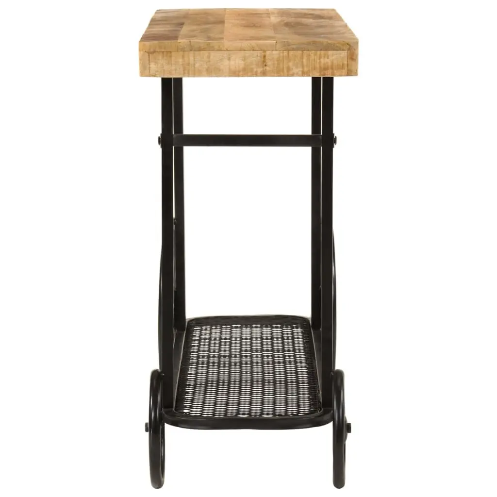 Industrial Console Table with Storage Shelf and Wheels