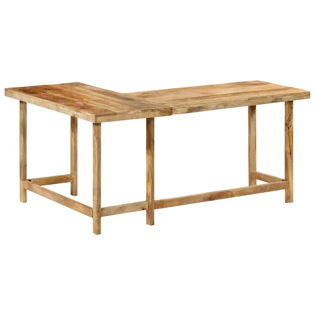 L-Shaped Wooden Desk Brown 165x110x75cm Solid Mango Wood Home Office Study Table