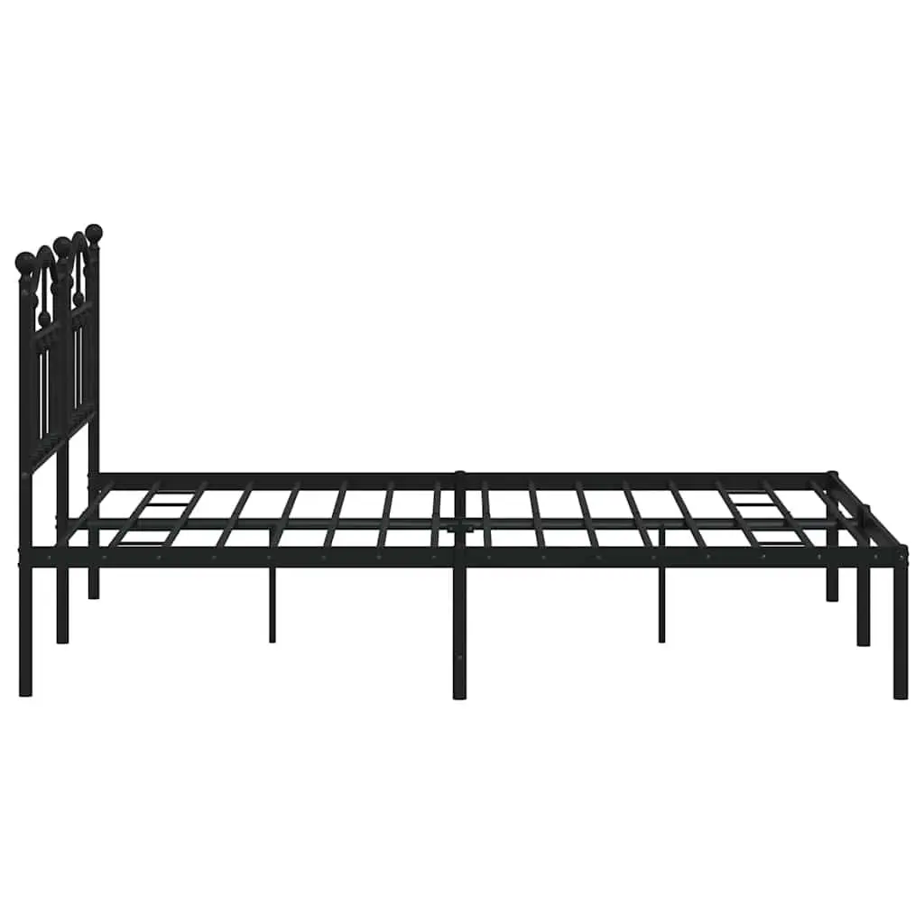 Black Metal Bed Frame 135x190 cm with Headboard
