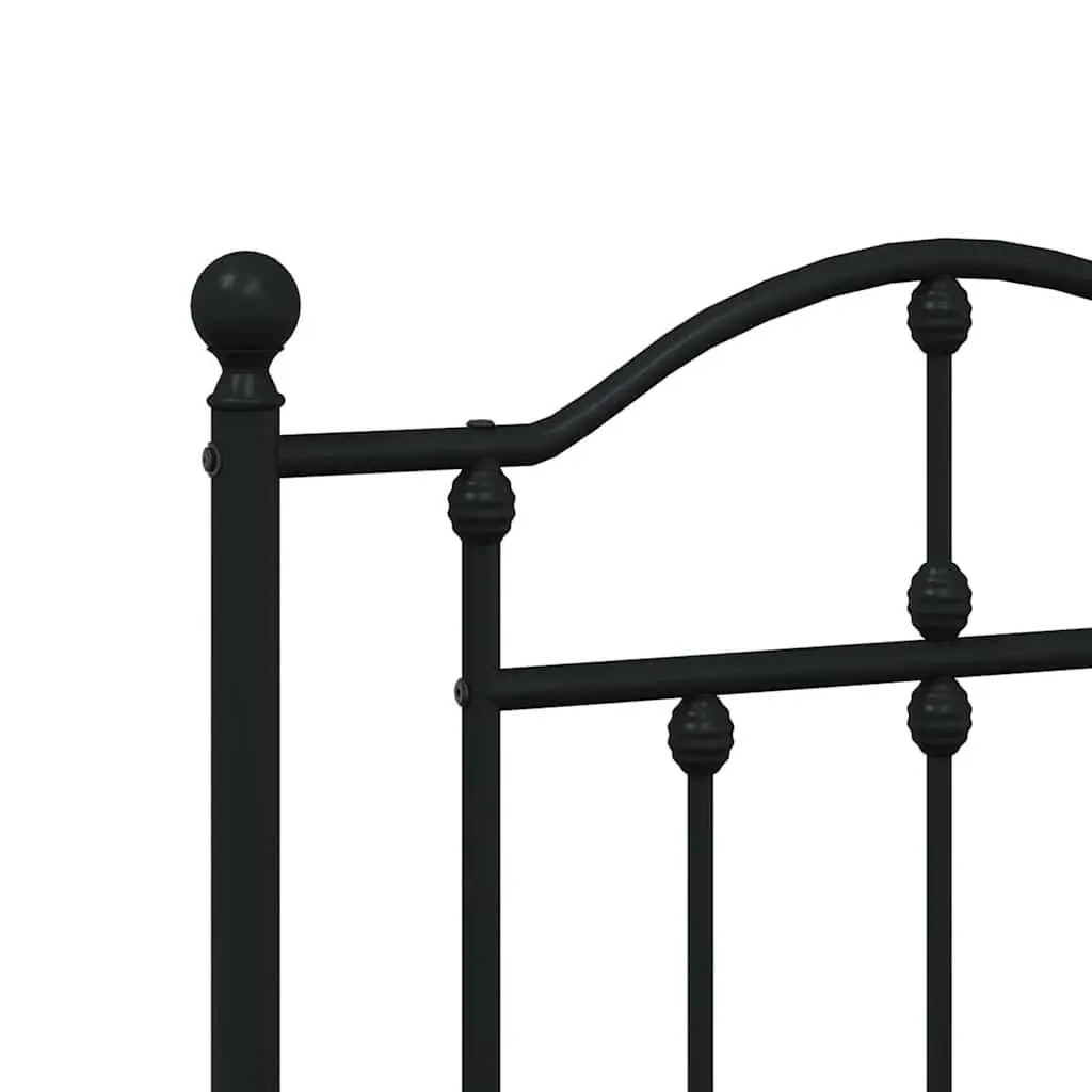 Black Metal Bed Frame 135x190 cm with Headboard