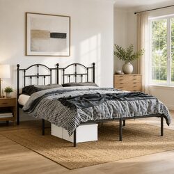 Inviting Metal Bed Frame 150x200 cm with Headboard