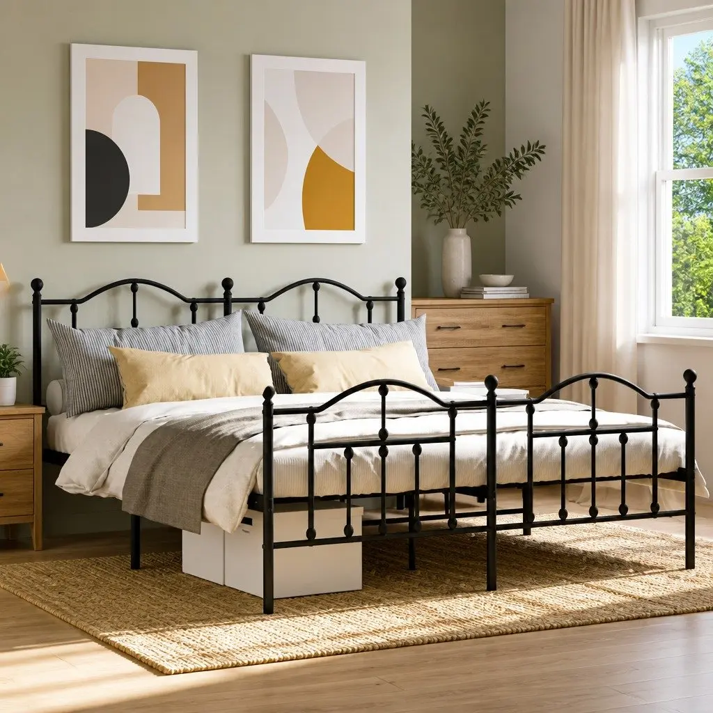 King Size Metal Bed Frame with Headboard