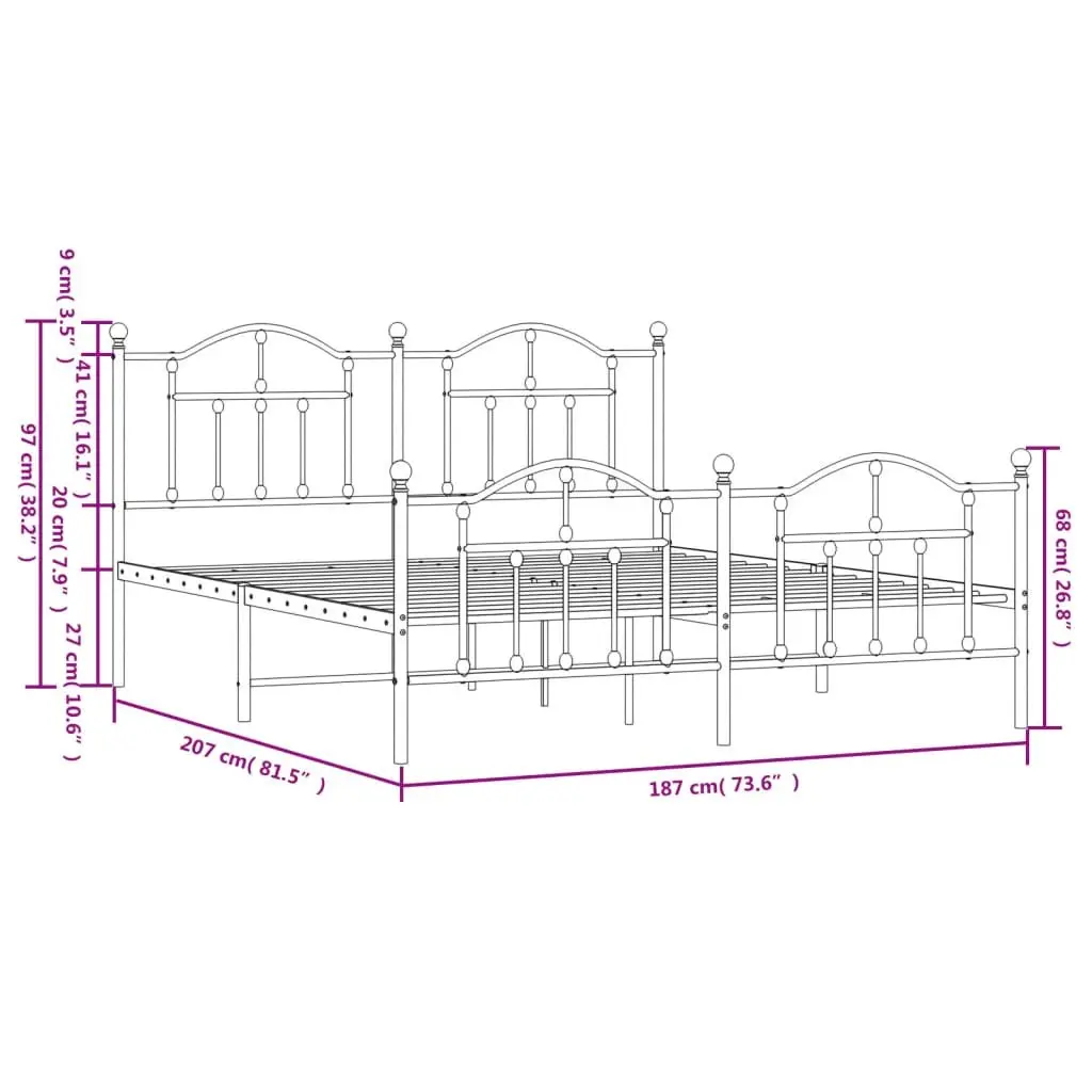 King Size Metal Bed Frame with Headboard