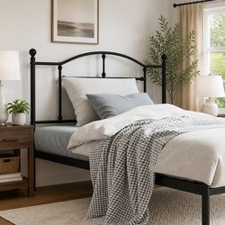 Elegant Black Metal Headboard for Bed Frames