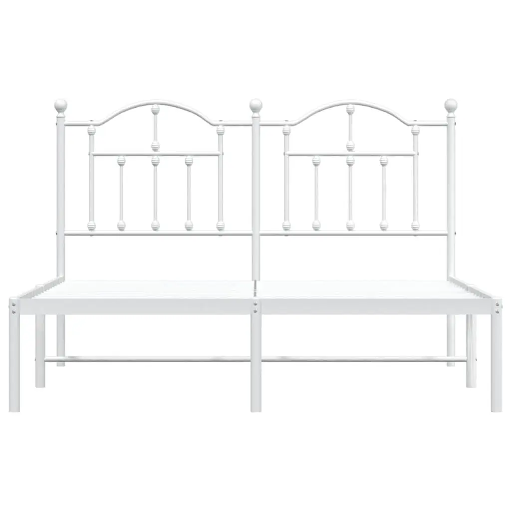 White Metal Bed Frame 135x190 cm with Headboard
