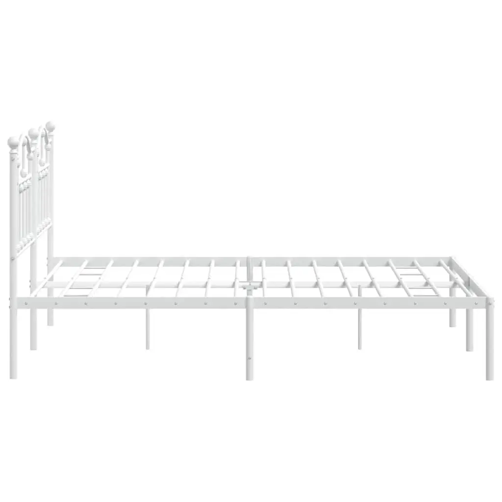 White Metal Bed Frame 135x190 cm with Headboard