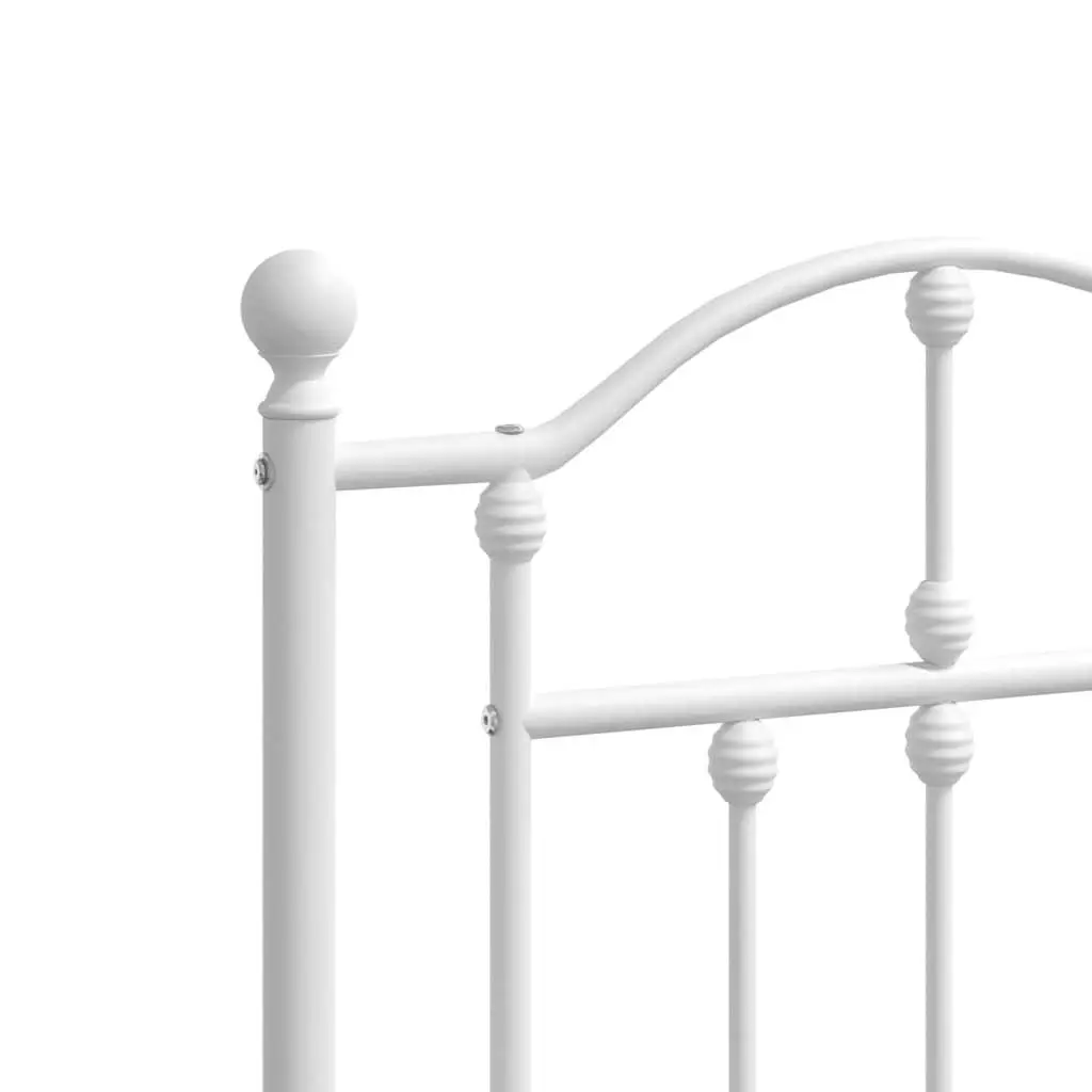 Metal Bed Frame White 150x200 cm Powder-coated Steel with Headboard
