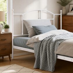 White Metal Headboard 107cm for Cozy Bedrooms