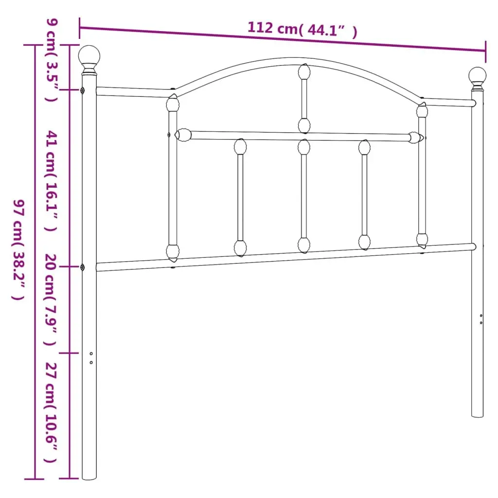Metal Headboard White 107cm Powder Coated Steel