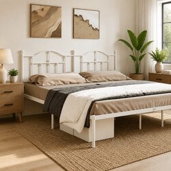 White Metal Headboard for 180cm Bed Frame
