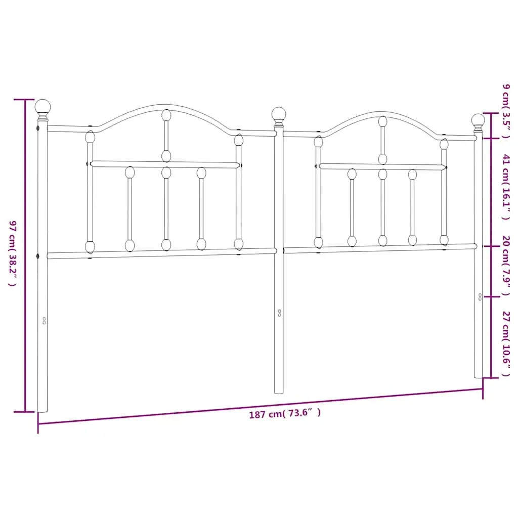 Metal Headboard White 180cm Bedroom Bed Frame Header Support Classic Design