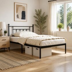 King Single Metal Bed Frame with Headboard 107x203cm