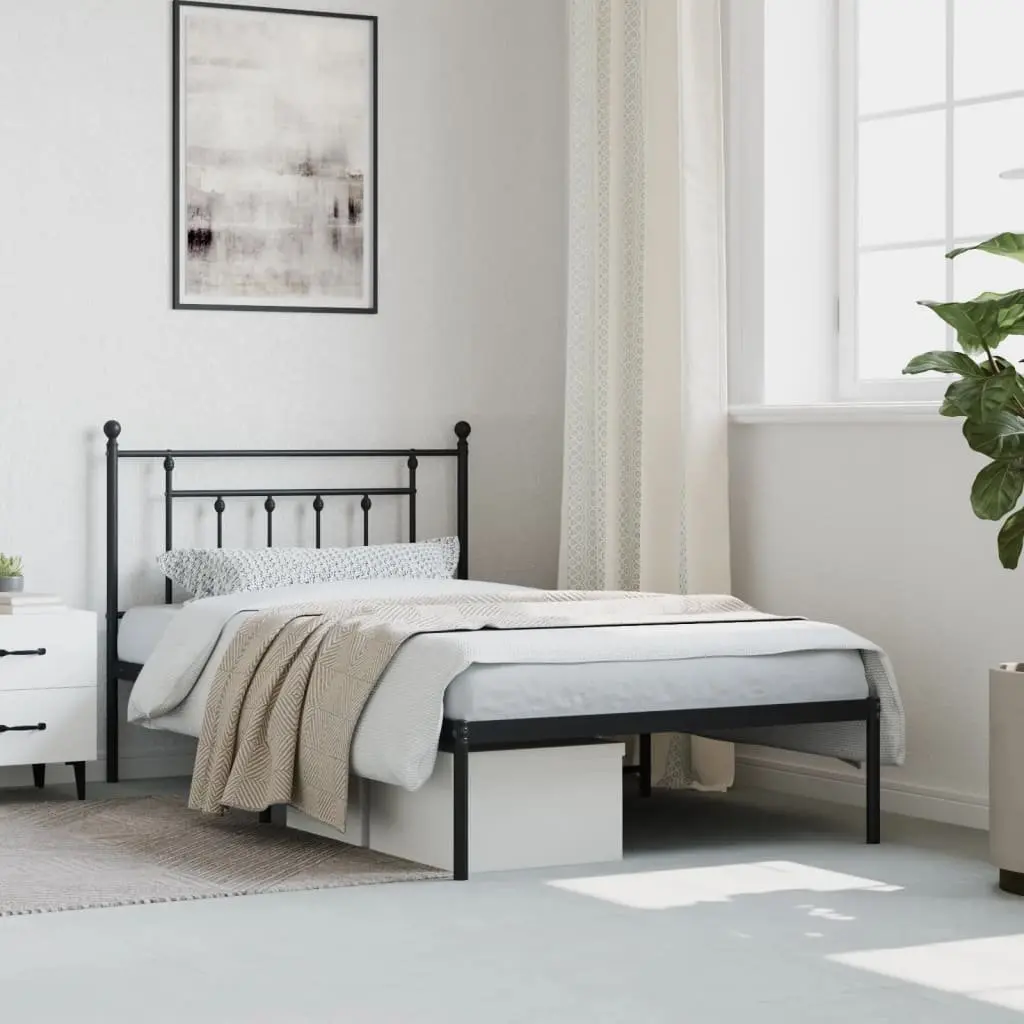 King Single Metal Bed Frame with Headboard 107x203cm