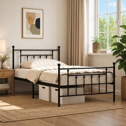 Classic Black Metal Bed Frame King Single 107x203cm