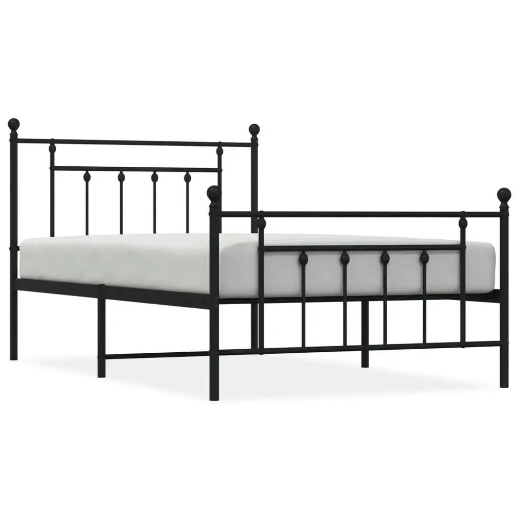 Metal Bed Frame Black 107x203cm Steel