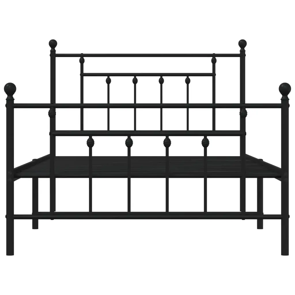 Metal Bed Frame Black 107x203cm Steel