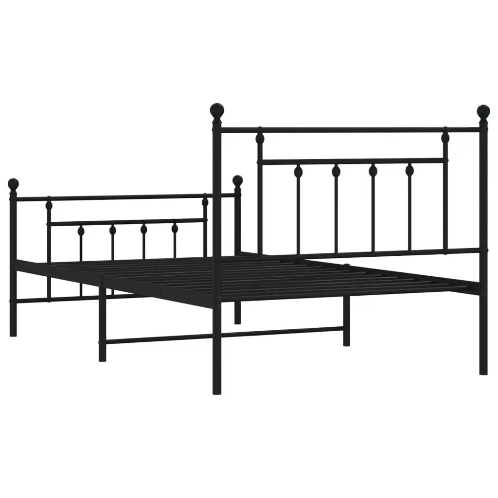 Metal Bed Frame Black 107x203cm Steel