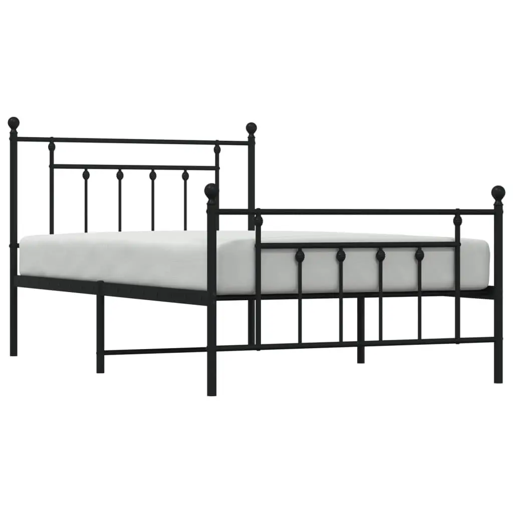 Metal Bed Frame Black 107x203cm Steel
