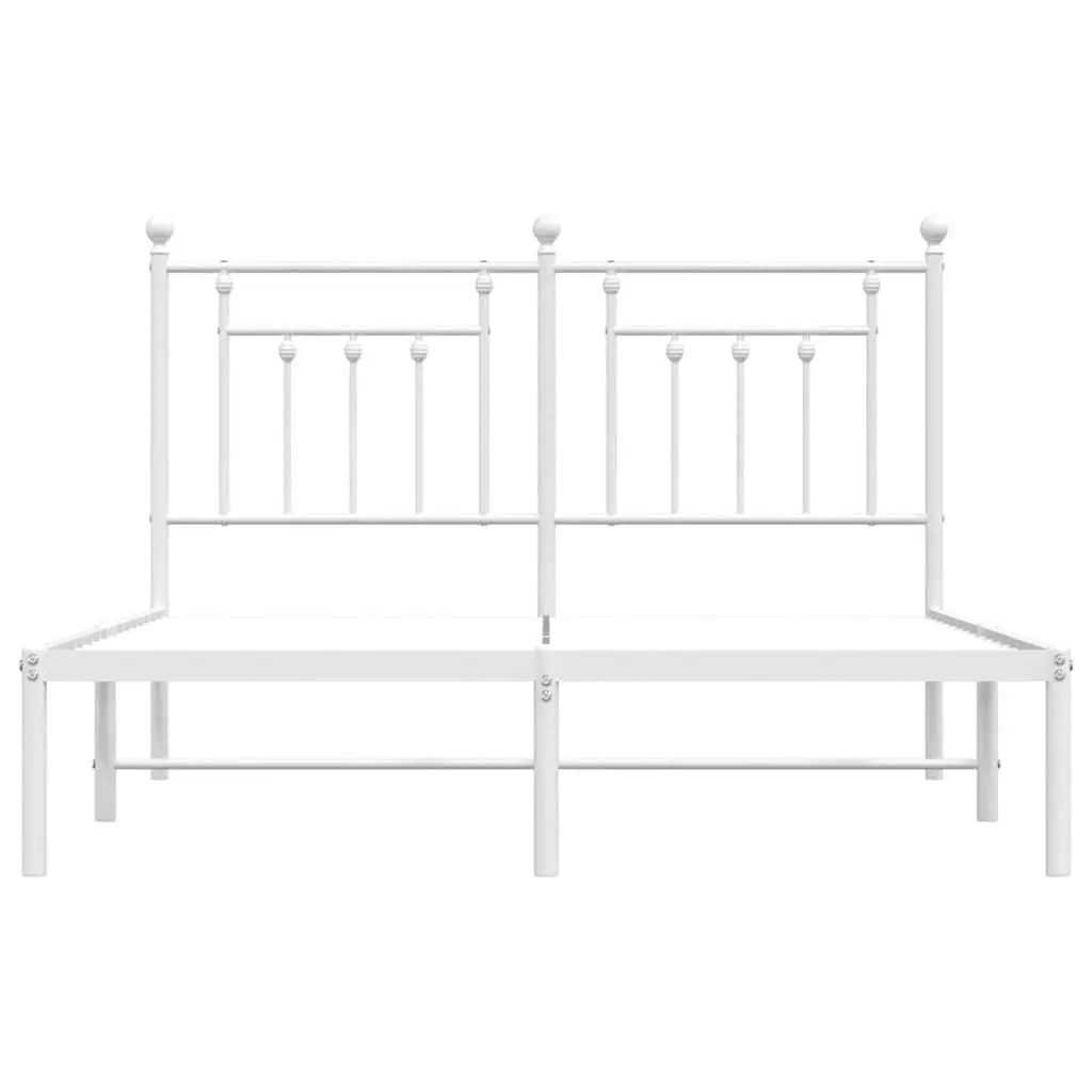 White Metal Bed Frame with Headboard 150x200 cm