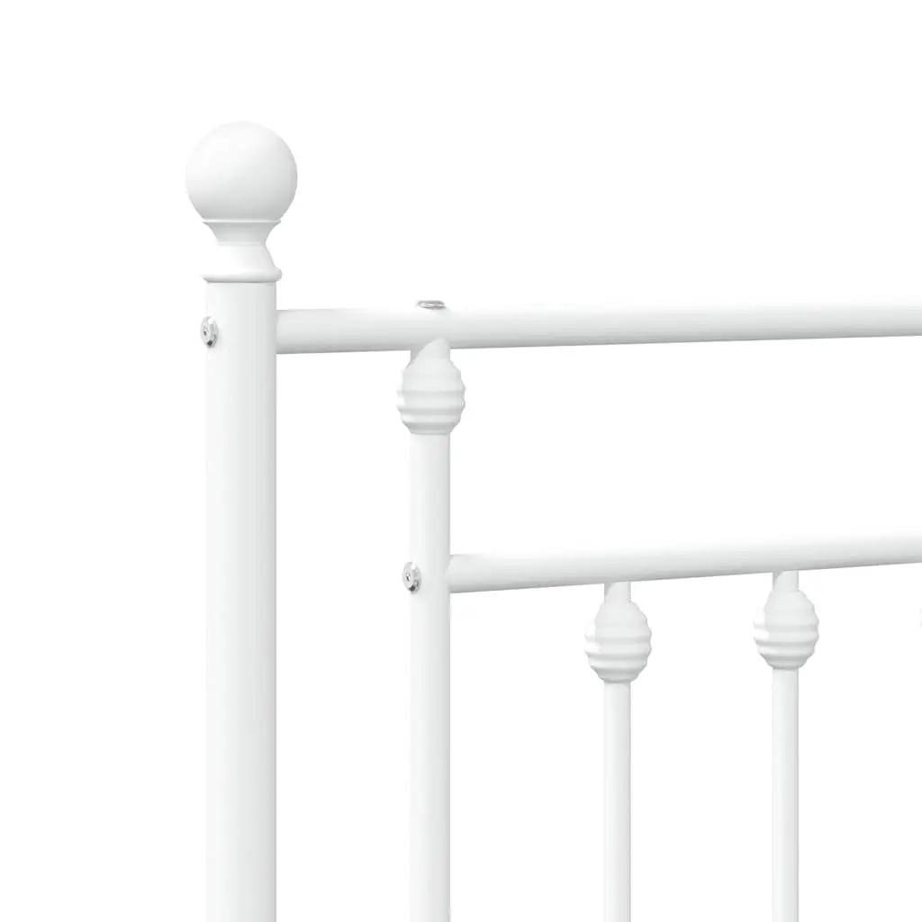 White Metal Bed Frame with Headboard 150x200 cm